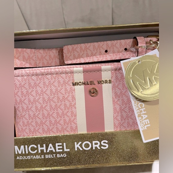 MICHAEL KORS Belt Bag MK Logo PINK Tone Fanny Bag Size (S/M) New In Gift Box 🎁 - Picture 6 of 10